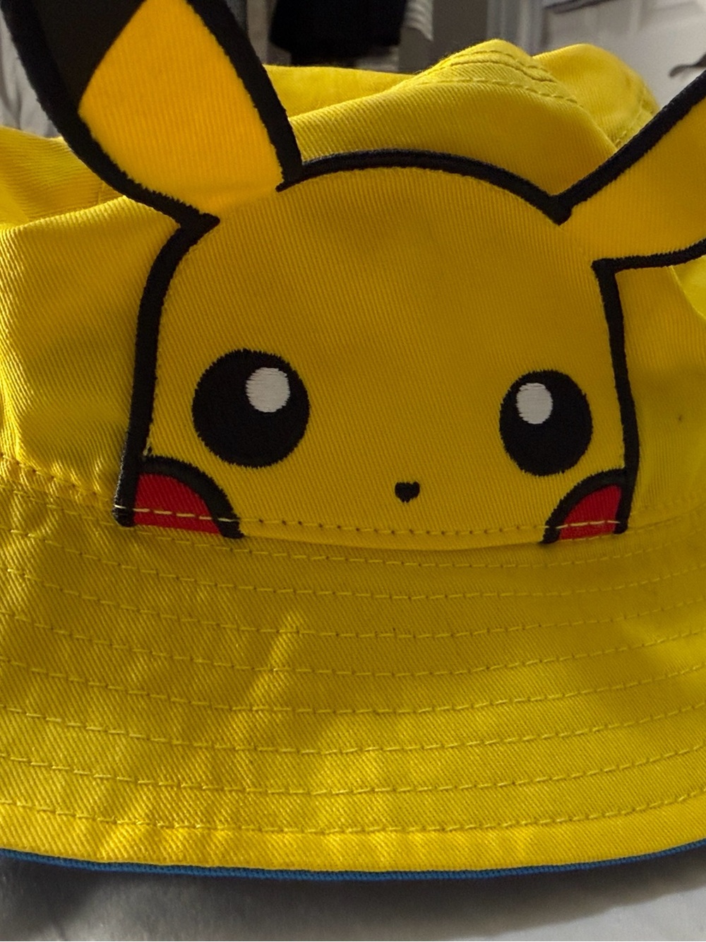 Pokemon Yellow and Blue Bucket Hat with Pikachu Label